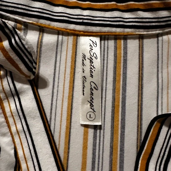 PerSeption Concept Gold and Black Striped Top - Picture 3 of 4